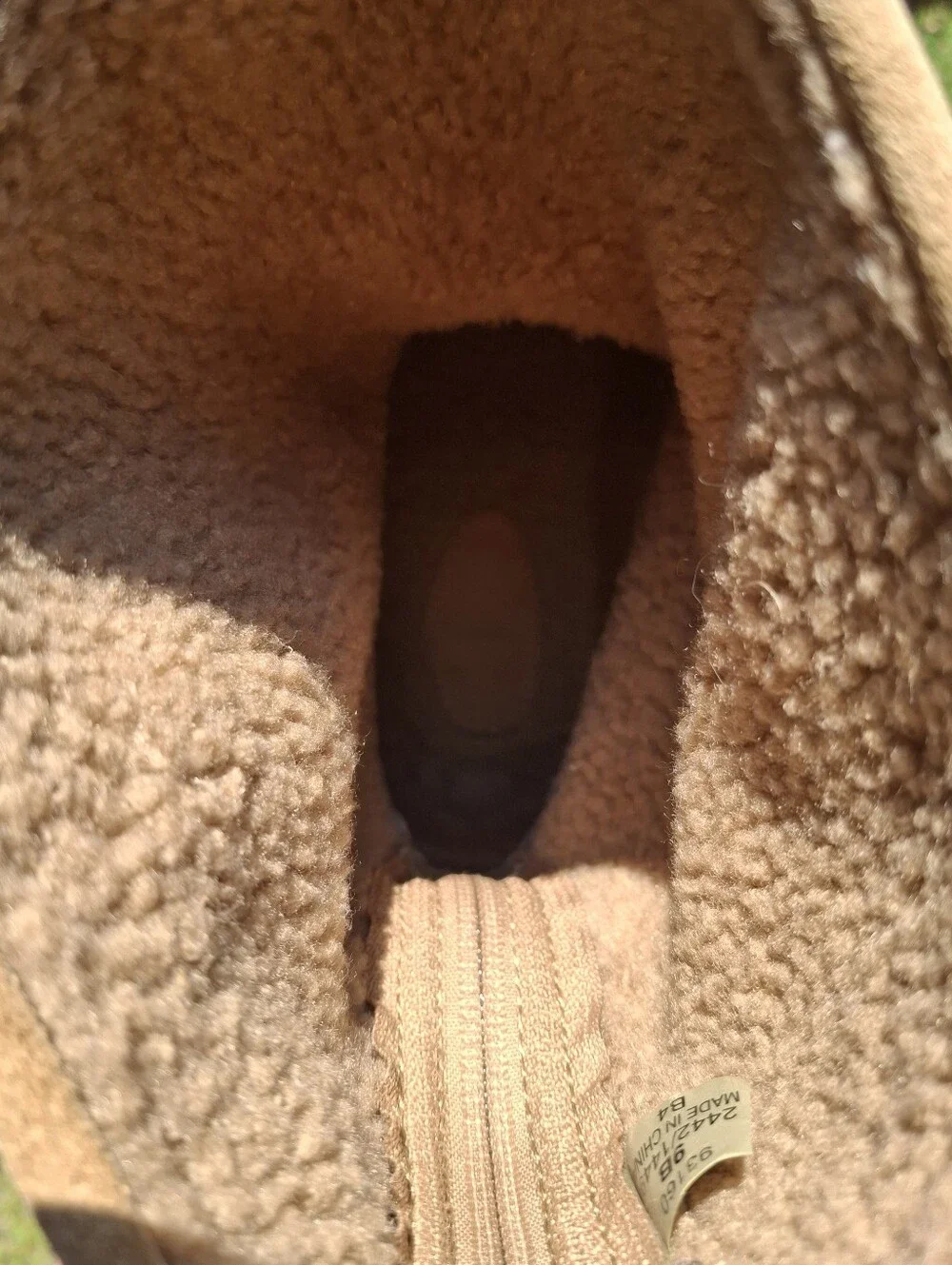 VTG Lands' End Women's Tan Suede & Fleece-Lined Mid Calf Back Zip Winter Boots 9